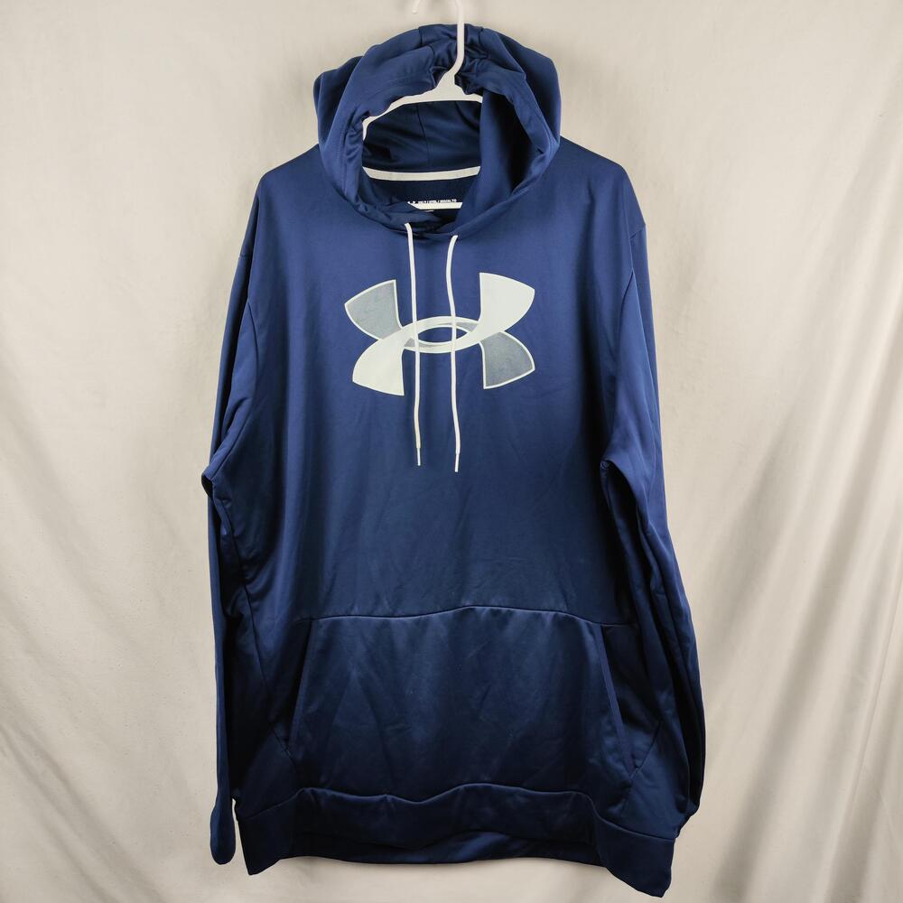 Under Armour Hoodie Mens 3XLT Blue Pullover Fleece Big Logo Sweatshirt Tall